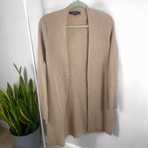 Beige Cashmere Long Cardigan
